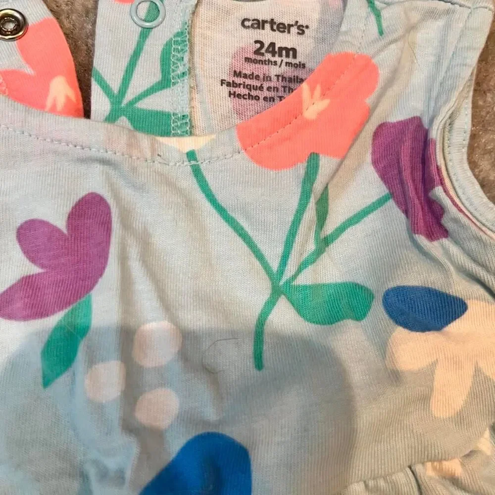 Carter’s 3-Piece Baby Girl Outfit Set – Floral Bodysuit, Top & Bloomers 18-24m